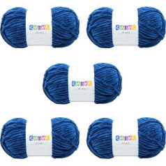 Super Chunky mezgimo vilna nėrimui, 5 x 100 g kamuoliukas, 120 metrų, 100% poliesteris, stori siūlai, nėrimo siūlai, vilna nėrimui, stambi vilna mezgimui, aksominiai siūlai (Marin, 5)