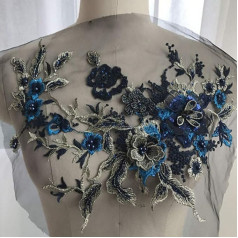 Qling 3D siuvinėjimo perlai - nėriniai Appliqué gėlės - Rhinestone Tiulio apdaila audinys DIY iškirpti vestuvių suknelė - drabužių siuvinėjimo apdaila