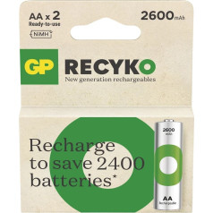 Gp Battery Įkraunamos baterijos r6/aa ni-mh 2600mah lizdinė plokštelė 2vnt gp recyko