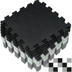 Yostrong® YOC-ADLb18N Baby Puzzle Mat for Crawling Mat Play Mat Sports Mat Floor Protection Mat - 18 Puzzle Mats Children EVA Foam Mat Non-Toxic White Black Grey