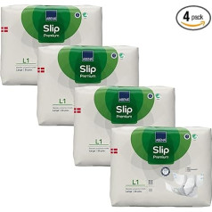 ABENA Slip Premium All-in-One inkontinencijos įklotai vyrams ir moterims, ekologiški inkontinencijos įklotai vyrams ir moterims, dydis L 1, juosmens apimtis 100-150 cm, sugeriamumas 2500 ml, 4 vnt.