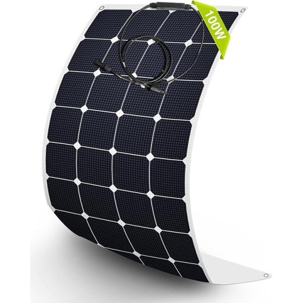 Newpowa Lanksti saulės baterija 100W 12V pusiau lanksti lenkiama mono Lengva išjungta saulės energijos fotovoltinė saulės baterija, skirta jūrinėms valtims RV Cabin Van Nelygūs paviršiai