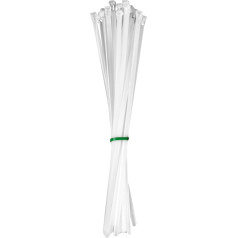 HPER daugkartinio naudojimo balti kabeliniai raiščiai I 360 mm x 7,5 mm I 100 vnt. pakuotė I +15-30% tempimo jėga ir stabilumas I Skaidri I Sertifikuota kokybė