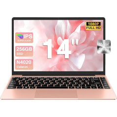 bvate 2025 Nešiojamasis kompiuteris 14 colių Win 11 Celeron N4020 Nešiojamasis kompiuteris 256GB SSD palaikymas 1TB SSD išplėtimas Pilnas metalas 1080P BT 4.2 Mini HDMI ir belaidė pelė Klaviatūros plėvelė klaviatūrai - auksinė