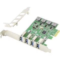 DIGITUS IO kortelė - PCIe - USB 3.0 sąsajos kortelė - SCSI USAP - 4 prievadai USB Type-A - Max 5Gbps - mikroschemų rinkinys VL805