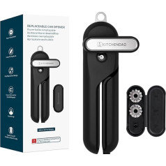 KITCHENDAO Dosenöffner Manuell mit 2 extra Klingen, superscharfer manueller Dosenöffner mit Magnet, glatter Kantenschnitt, großer Drehknopf für Senioren & Arthritis, Schwarz