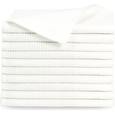 ZOLLNER 10 rankšluosčių rinkinys 30 x 50 cm - balti rankšluosčiai - su praktiška pakaba - amžinas vaflinis raštas - galima skalbti iki 95 °C - medvilnė - viešbučio kokybė
