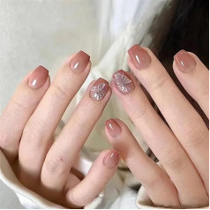 YIHANSS Gefälschte Nägel, kleben auf Nägeln, französische Spitze falsche Nägel, Nagelspitzen, falsche Nägel, Tipps Kunst, drücken Sie auf Nägel Kurze falsche Nägel mit Klebstoff Design Abnehmbarer
