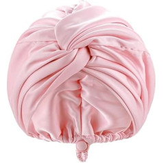 QFGasre 1 x verstellbare Seiden-Satinhaube zum Schlafen, elastische doppellagige Schlafkappe, atmungsaktiv, Haarwickel für Schlaf, Haarpflege, geeignet für lockiges und glattes Haar, Damen und Herren