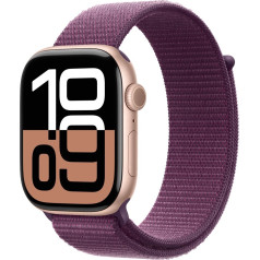 Laikrodis series 10 gps + mobilusis ryšys, 46 mm aliumininis rožinio aukso korpusas su prinokusios slyvos spalvos sportine apyranke