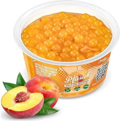 INSPIRE FOOD Burbulinės arbatos karoliukai, persikai burbulinei arbatai, popping boba karoliukai, tapijokos vaisių karoliukai ir boba karoliukai, 100 % veganiški ir be glitimo, be dirbtinių dažiklių, 450 g