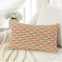 LOMOHOOO Boho dekoratyvinis mesti pagalvėlių dėklas pagalvėlė padengti Sofa lova austi Tufted medvilnės pagalvėlė padengti su kutais gyvenamajame kambaryje biuro automobilis juosmens pagalvėlė (smėlio ir kavos, 30x50cm)