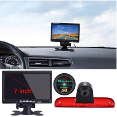 Automobilio trečiojo stogo stabdžių žibinto kamera Stabdžių šviesos galinio vaizdo palaikymo kamera, 18 mm kamera + 7 colių TFT LCD monitorius.