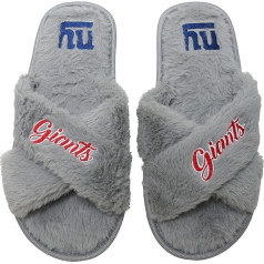 FOCO Moterų šlepetės NFL Team Script Wordmark Fuzzy Cross Slide Slippers, komandinė spalva