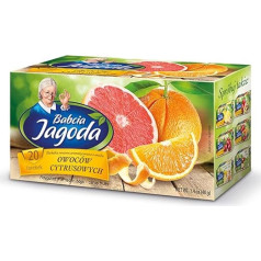 Babcia Jagoda - Citrusinių vaisių arbata - 20 arbatos maišelių - aromatinga vaisių arbata Rooibos arbatos mišinys su apelsinų žievelėmis, greipfrutų žievelėmis - intensyvaus vaisių skonio, be kofeino, veganiška, natūrali, Cay - 40 g