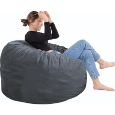 Seasxolte Bean Bag kėdė 3ft atminties putų užpildytas nuimamas aksomo dangtelis Bean Bag kėdės suaugusiems paaugliams apvali sofa kėdė gyvenamasis kambarys miegamasis ir žaidimų kambarys pilka