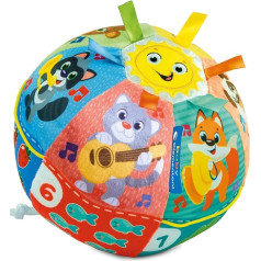 Clementoni Baby Ball Plays and Sings - Fabric Musical Ball Soft Italian Speaker Teaching Animal Numbers and Tools Crawling Kids Play 6 Months Activity Centre Washable 17983