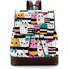 Cat Multi Heart Personalized School Bags Book Bags for Teenagers, Multicoloured, 27x12.3x32cm, kuprinės kuprinės