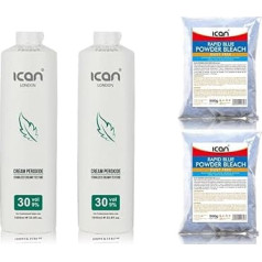 ICAN LONDON Plaukų baliklio rinkinys, 2 x 1000 ml Cremeperoxid 30 Vol, 1 kg juodų plaukų baliklių Bleichmittel