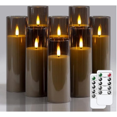8 nedegių mirksinčių 5,5 cm x 12,5 cm 15 15 17,5 17,5 17,5 17,5 20 20 cm pilkos spalvos LED plastikinių žvakių pakuotė su nuotolinio valdymo pulteliu Baterijomis valdomos žvakės su laikmačio funkcija
