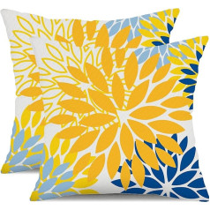 DFXSZ 002J22 22x22 gėlių pagalvių užvalkalai 22x22 pakuotė Balta pilka lauko vandeniui atspari dekoracija gyvenamajam kambariui Sofa Patio Garden Poliesteris Gėlių modelis