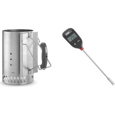 Weber 7416 Anz ndkamin Rapidfire, kepsninė su anglimis, Anz nden, 19 x 19 x 30,5 cm ir 6750 Skaitmeninis kišeninis termometras, kepsninės termometras su momentiniu šokiu