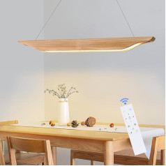 ZMH pakabinamas šviestuvas LED pakabinamas šviestuvas mediena - valgomojo stalo pakabinamas šviestuvas Šiuolaikinio dizaino valgomojo kambario šviestuvas 90 cm Dimmable su nuotolinio valdymo pulteliu Pakabinamas šviestuvas Reguliuojamas aukštis val