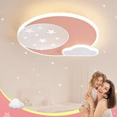LED lubų šviestuvas Rožinė žvaigždė Mėnulio lubų šviestuvas Dimmable su nuotolinio valdymo pulteliu Nakties šviesos funkcija Vaikų kambarys Miegamasis Svetainė Prieškambaris Berniukų ir mergaičių miegamasis Lubų šviestuvai 40 cm