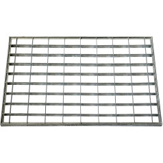 ID 4060 _ L - Matinis cinkuoto plieno tvoros metalinis durų kilimėlis 60 x 40 x 2 cm pilkos spalvos