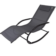 AKTIVE 61061 Lauko supamasis krėslas su juoda pagalvėle, matmenys: 56 x 158 x 83 cm, kvėpuojantis, tvirtas ir apsaugotas nuo UV50 spindulių, hamaka sodo gultas, M