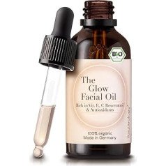 faszieology® The Facial Glow Oil [100% natūralus] - ekologiškas veido aliejus [50 ml] su erškėtuogių aliejumi, vitaminais E, A ir C [šalto spaudimo ir veganiškas] - maitinamasis aliejus veidui, galvos odai ar Gua Sha masažui