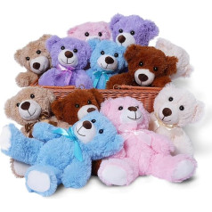 Yeqivo Teddy Bear Stuffed Animal Plush Toy Dovana vaikui Girlfriend 13,5 colių užpildyti meškiukai Kalėdų Valentino dienos gimtadienio vestuvių vakarėlis (įvairiaspalvis, 12 vienetų)