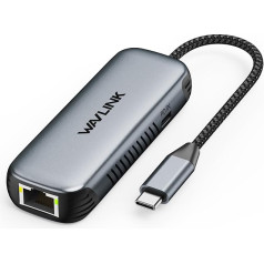 WAVLINK USB C ir 5G Ethernet adapteris su 95W PD, 5000 Mbps USB C adapteris, Ethernet tinklo adapteris nešiojamiesiems kompiuteriams, kompiuteriams, suderinamas su Windows 10/11, Mac OS 11 ar vėlesnėmis versijomis, Linux ir kt.