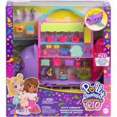 Mattel Polly pocket katės lėktuvo figūrėlės su dviem lėlėmis