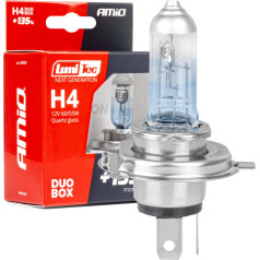 Halogeninės lemputės h4 12v 60/55w lumitec naujos kartos +135% duo -04404