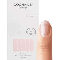 DOONAILS gelinės folijos, 20 UV gelio juostelių, 9 dydžių ir papildomo ilgio, savaime prilimpančios ir kietėjančios UV spinduliais, nagų lipdukai, laikosi iki 14 dienų, Marshmallow
