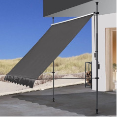 Quick Star Clamp markizė 300 x 130 cm Pilka Balkono markizė Apsauga nuo saulės Apsauga nuo saulės Terasos stogelis Reguliuojamas 200 - 290 cm aukščio markizė Balkonas Nereikia gręžti
