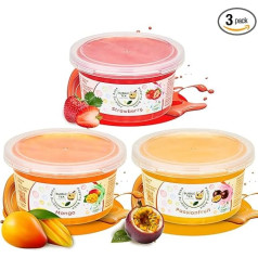 Bubble Tea Express - Bubble Tea rinkinys 3 x 490 g | Braškių, mangų ir pasiflorų boba rutuliukai | Vaisių skonio arbatos rutuliukai | Burbuliukai burbuliukų arbatai Vegan, be glitimo, be laktozės