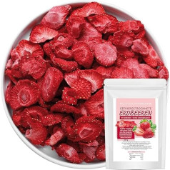 300 g liofilizuotų braškių - Džiovintos braškės - Braškių traškučiai - griežinėliais - Gryni vaisiai - 100% braškės Limfood
