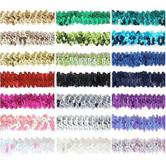 Įtempimo Sequin Trim Metallic Glitter Trim Elastinis 2 eilės 2cm menų amatų kostiumas suknelė Hatter vestuvių vestuvių nuotakos 20 spalvų NEOTRIMS [Levandų kvarcas, 2Yds]