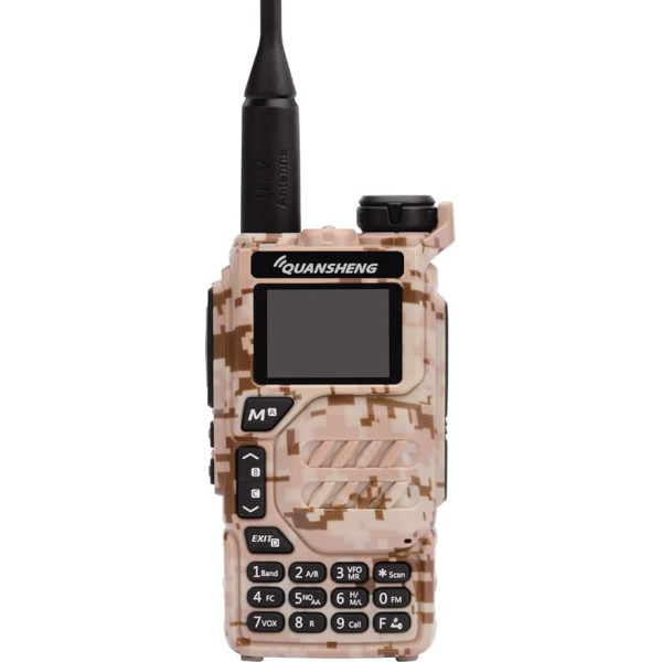 Quansheng UV-K5 kamufliažo modelis Nešiojamasis dviejų juostų dvikryptis radijo imtuvas (VHF/UHF) 5W FM Walkie Talkies (dykumos kamufliažas)