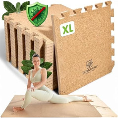 CORKUANO® Higieninis Premium kamštinis fitneso kilimėlis Gimnastikos kilimėlis Jogos kilimėlis Neslystantis sąnarių švelnus platus itin storas (1,3 cm) XXL paviršius Išplėčiamas be BPA Dėlionės sporto kilimėlis fitnesui ir jogai