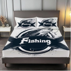 Šiuolaikinis logotipas Ešerys Žvejybos kablys Spausdintas minkštas mikropluošto čiužinio užvalkalas, 140 × 200 cm, abrikoso spalvos, su 2 pagalvių užvalkalais Tinka iki 30 cm čiužiniui