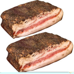 WURSTBARON® Guanciale Stagionato spagečiams Carbonara, džiovintas su pipirais, šonine ir kiaulienos skerdiena iš Italijos (2 x 400 g)